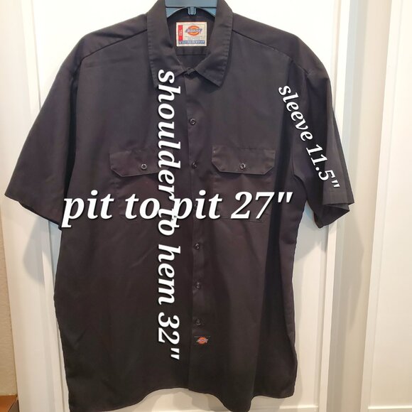 DICKIES Black Short-Sleeve Big & Tall Work Shirt, 2XL - Picture 4 of 5